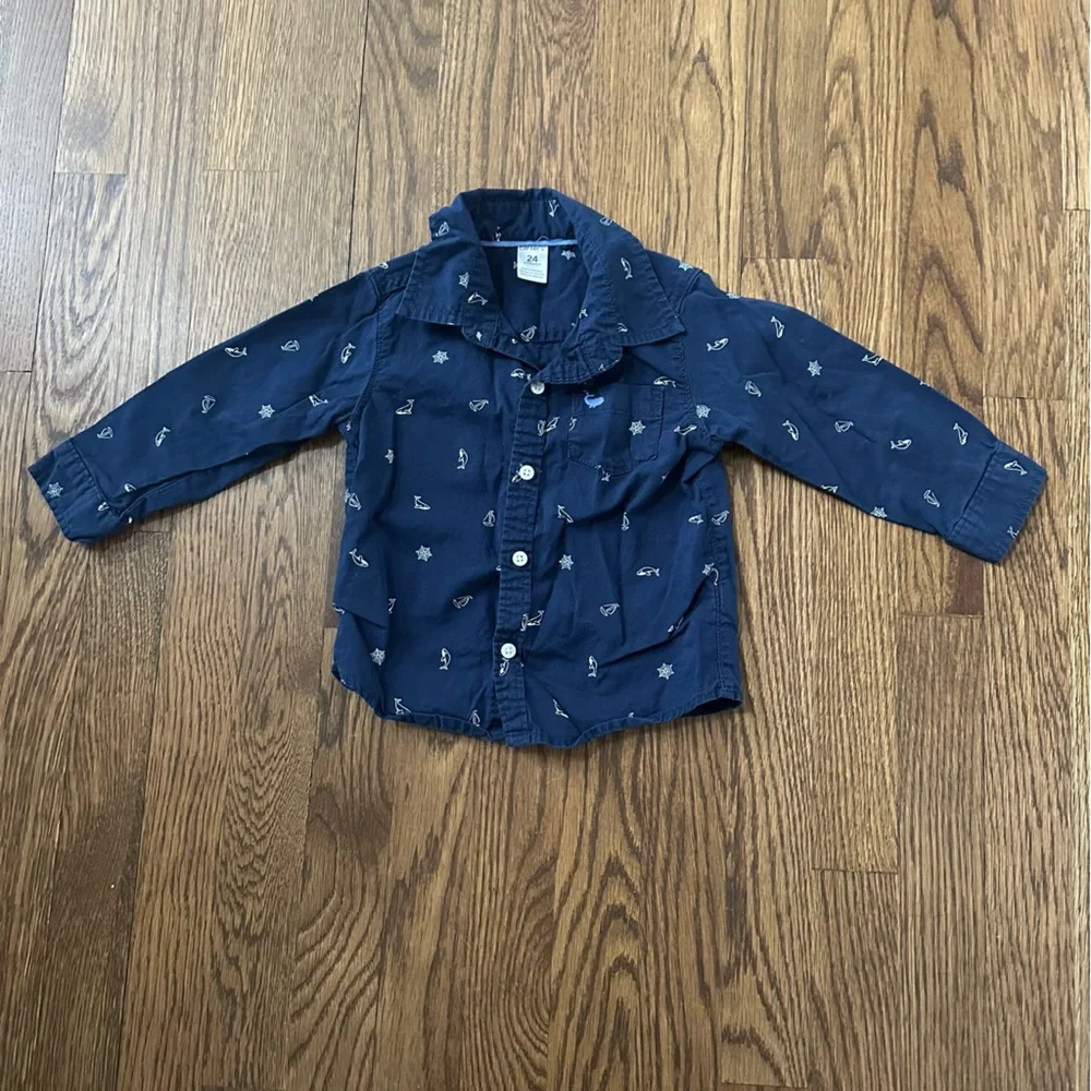 Carter's Navy Button Down Set, size 24M